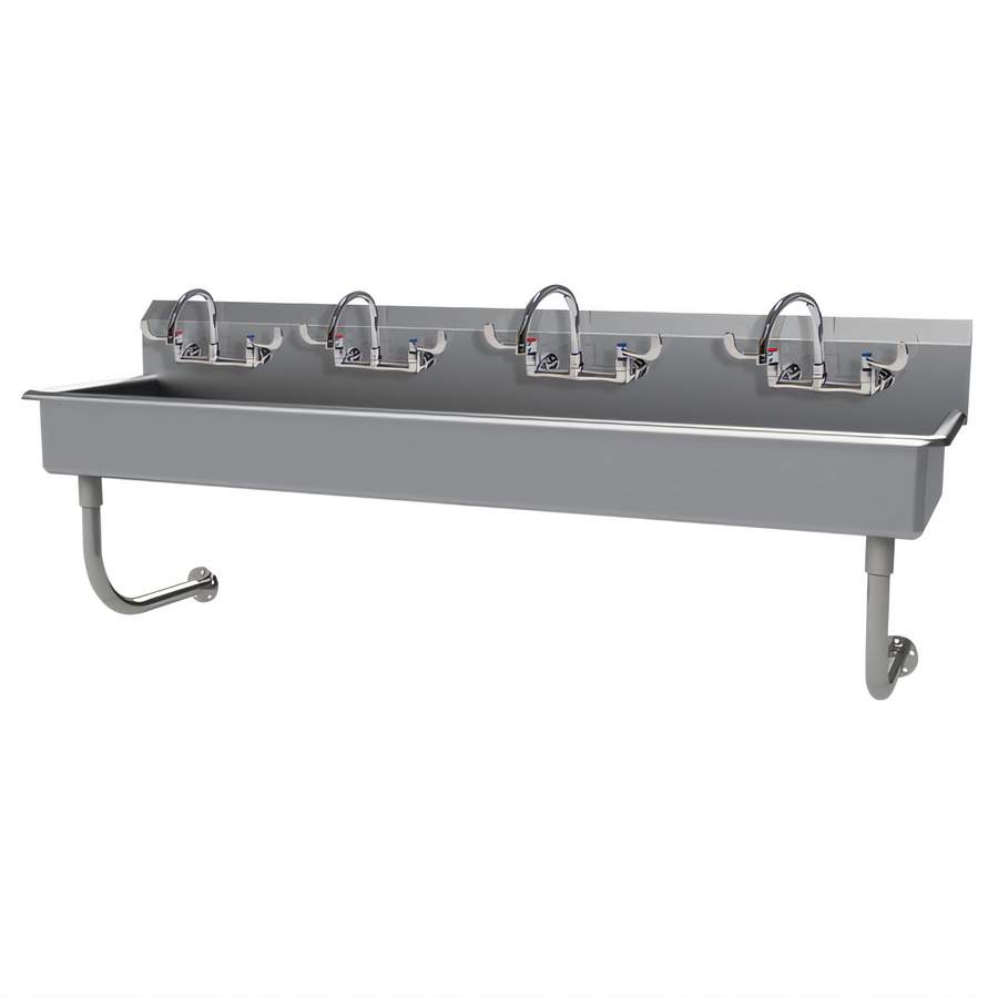 Product image #1 for Advance Tabco 80-Inch Wall-Mounted Multiwash Hand Wash Sink with 4 Faucets, 304 Stainless Steel