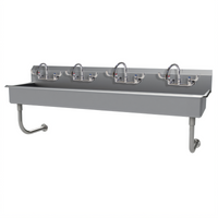 Advance Tabco 80-Inch Wall-Mounted Multiwash Hand Wash Sink with 4 Faucets, 304 Stainless Steel