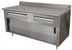 Thumbnail image #1 for Advance Tabco 72-Inch x 30-Inch 14-Gauge 304 Stainless Steel Enclosed Storage Cabinet Work Table with 5-Inch Backsplash, Drawers, and Sliding Doors