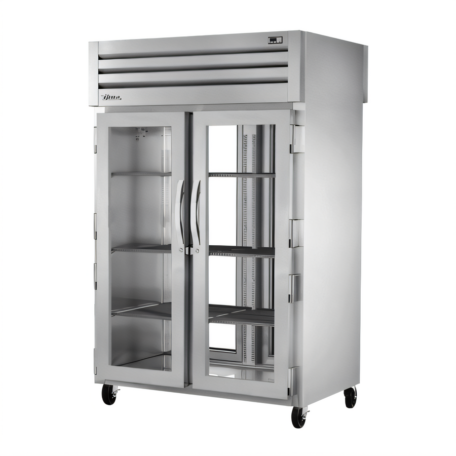 Product image #1 for True SPEC SERIES Two-Section Pass-Thru Reach-In Refrigerator with Locking Front and Rear Glass Doors