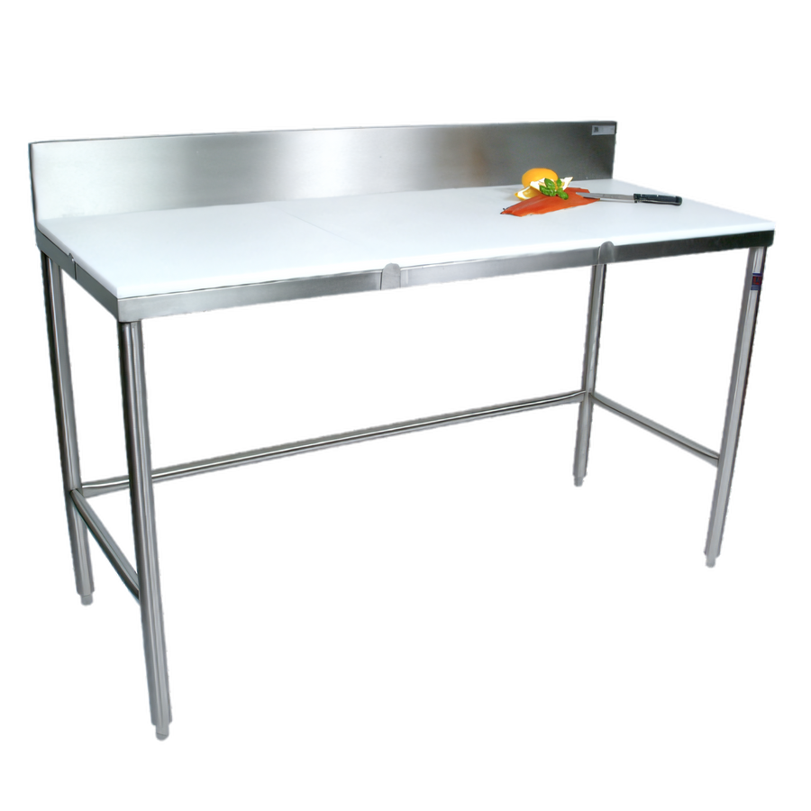 Product image #1 for John Boos 60" x 30" Reversible Poly Top Trimming Table with 6" Removable Backsplash