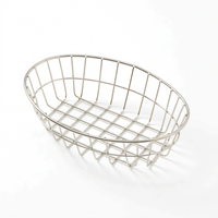 American Metalcraft Stainless Steel Oblong Grid Serving Basket, 9 x 6 x 2.5 Inches