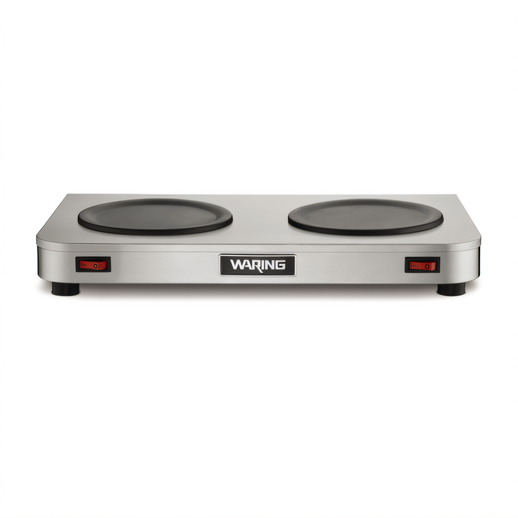 Product image #1 for Café Deco Low-Profile Double Burner Coffee Pot Warmer, Stainless Steel, 120V