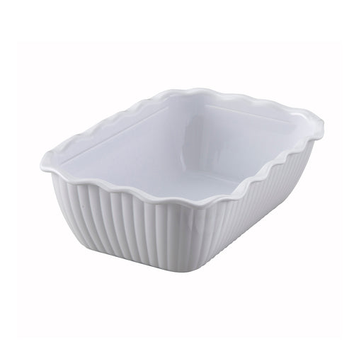 Product image #1 for Winco CRK-10W Rectangular Fluted Deli Crock, 10 x 7 x 3 Inch, White SAN