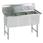Thumbnail image #1 for BK Resources BKS6-3-24-14S 77-1/8" Three-Compartment 304 Stainless Steel Commercial Sink, 24" Bowls, 10" Backsplash, Freestanding