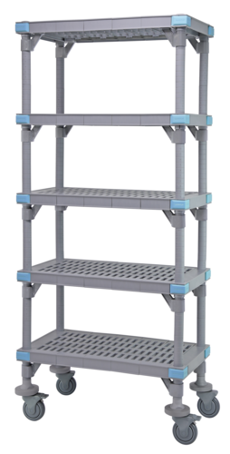 Product image #1 for Millenia Mobile Polymer Shelving Starter Unit, 72W x 24D x 86H, 5 Shelves, Gray