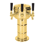 Thumbnail image #1 for Micro Matic USA MTM-3BR Mini-Mushroom Countertop Air-Cooled 3-Faucet Draft Beer Tower, Polished Brass