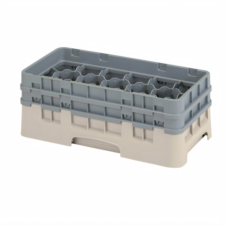 Product image #2 for Cambro Camrack Half Size 17-Compartment Beige Glass Rack with 2 Soft Gray Extenders
