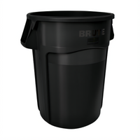 Rubbermaid Commercial BRUTE 55-Gallon Round Trash Container, Black Polyethylene, No Lid