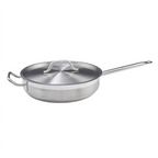 Thumbnail image #1 for Winco SSET-5 5 Qt Stainless Steel Induction Sauté Pan with Cover, 12-3/8" Round, Riveted Handle Case of 4