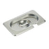 Thumbnail image #1 for Winco 1/9 GN Slotted Steam Table Pan Cover with Handle, 18/8 Stainless Steel