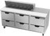 Thumbnail image #1 for Beverage-Air Three-Section Sandwich Top Refrigerated Prep Table with 6 Drawers, 72-Inch, 12-Pan Capacity