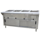 Thumbnail image #1 for Advance Tabco Triumph (Supreme) SW-4E-240-DR Electric Hot Food Table, 4 Sealed Wells, Cutting Board, Enclosed Sliding-Door Base
