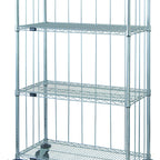 Thumbnail image #1 for Quantum M1848C46RE Mobile Wire Shelving Enclosure Cart, 4 Shelves, Chrome, 48 x 18 x 69 Inches