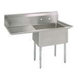 Thumbnail image #1 for BK Resources BKS-1-1824-14-24L 1-Compartment Commercial Sink, 18" x 24" x 14" Bowl, Left 24" Drainboard, 9" Backsplash