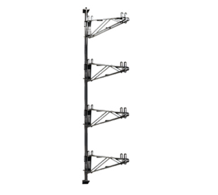 Product image #1 for Eagle Group Adjustable Post Wire Wall Mount Mid Unit for 24-Inch Deep Shelves, 4-Shelf, Chrome, 63-Inch Post