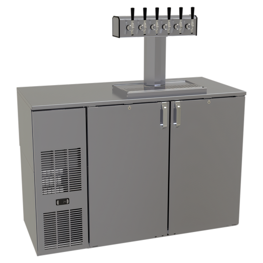 Product image #1 for Glastender C1FB52-DD One Zone Front-Serviced Bar Profile Draft Dispensing Cooler, 52-Inch, Two-Section, 16-Inch Door Opening
