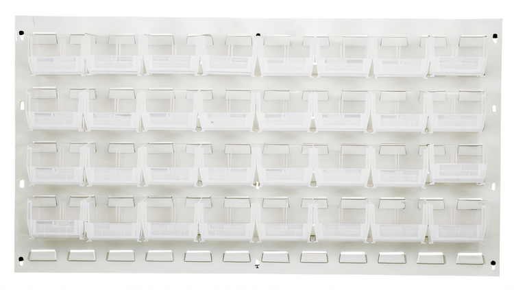 Product image #1 for Quantum Wall-Mounted Louvered Panel Starter Unit with 32 Clear Bins, 36 x 8 x 19 Inches