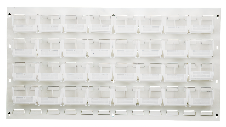 Product image #1 for Quantum Wall-Mounted Louvered Panel Starter Unit with 32 Clear Bins, 36 x 8 x 19 Inches