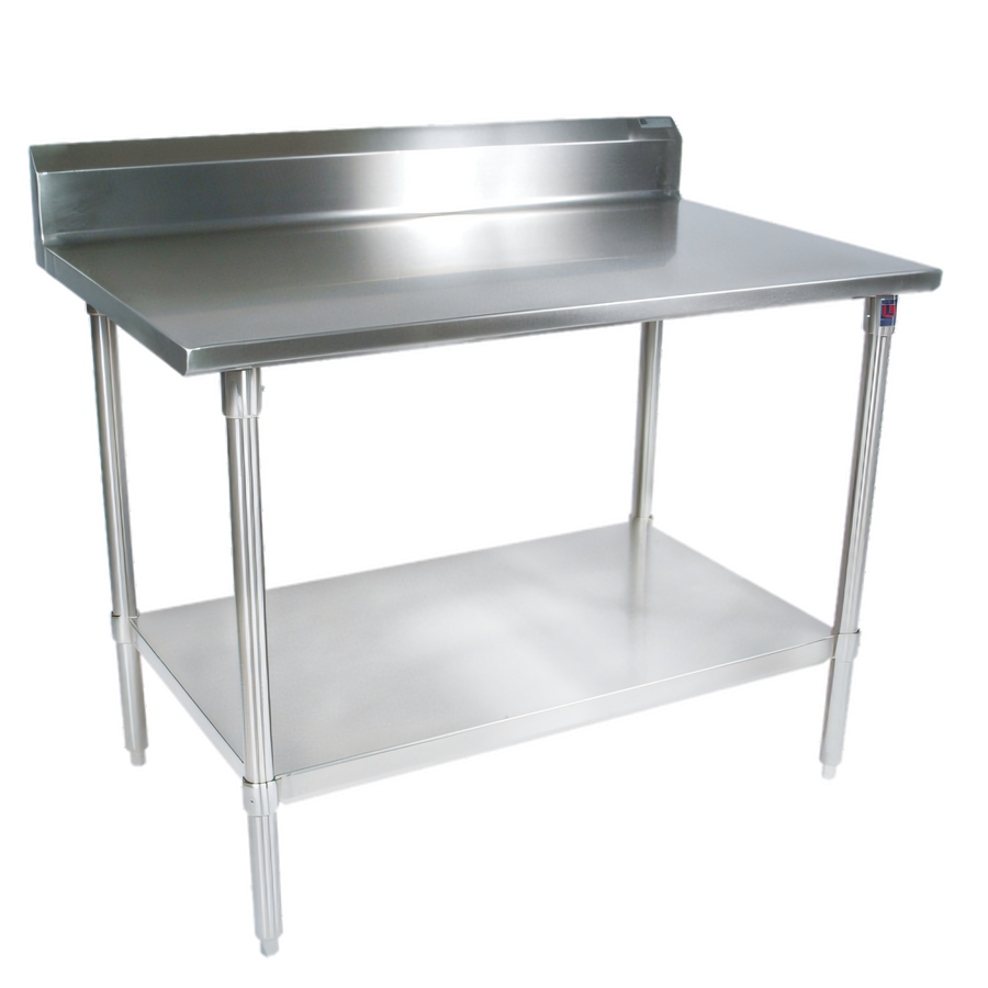 Product image #1 for John Boos Stallion 72-Inch x 24-Inch Stainless Steel Work Table with 5-Inch Backsplash, Safety Edge, and Adjustable Undershelf