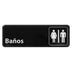 Thumbnail image #1 for Spanish Restrooms Sign with Symbol, 9 x 3 Inches, Black Plastic, Adhesive Back