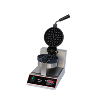 Omcan Single Belgian Waffle Baker with 7.5-Inch Round Cooking Surface, Digital Controls, 120V