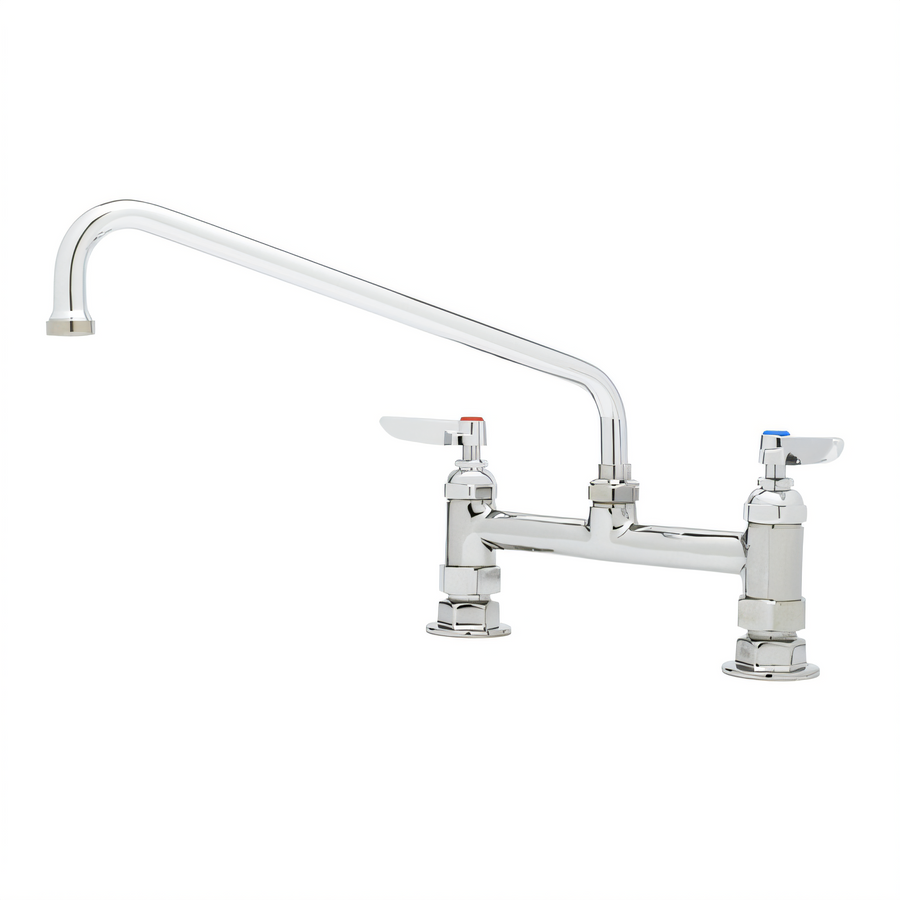 Product image #1 for T&S Brass B-0221-CR Double Pantry Deck Mount Mixing Faucet with 12-Inch Swing Nozzle