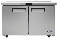 Atosa Two-Section Mega Top Sandwich/Salad Prep Table Refrigerator with 18 1/6 Pans, 48-1/5 Inch Wide, 13.4 Cu. Ft., Rear-Mounted Self-Contained Refrigeration