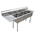 Thumbnail image #1 for Omcan USA 3-Compartment Pot Sink with Left Drainboard, 24 x 24 x 14-Inch Bowls, 304 Stainless Steel