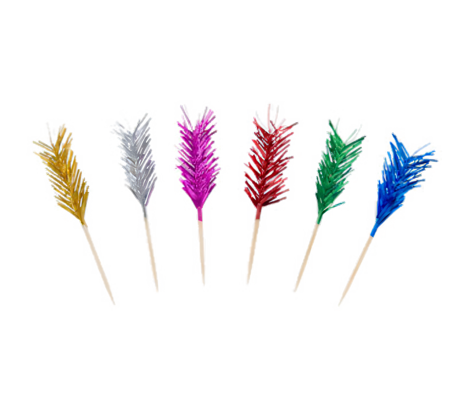 Product image #1 for 4-Inch Wooden Cocktail/Food Picks with Straight Foil Frill Top, Assorted Colors