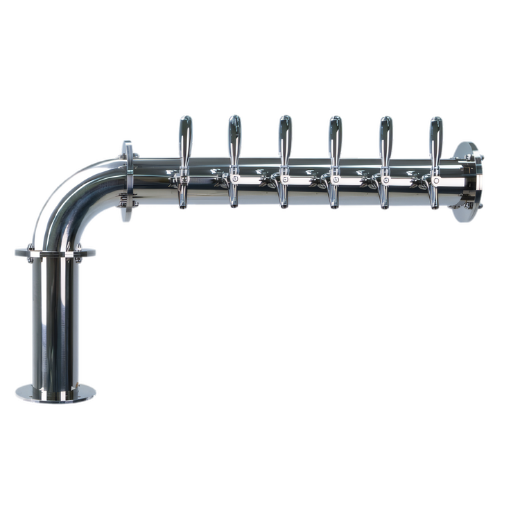 Product image #1 for Micro Matic Titan L 6-Faucet Single-Column Polished Stainless Steel Glycol-Cooled Countertop Draft Tower