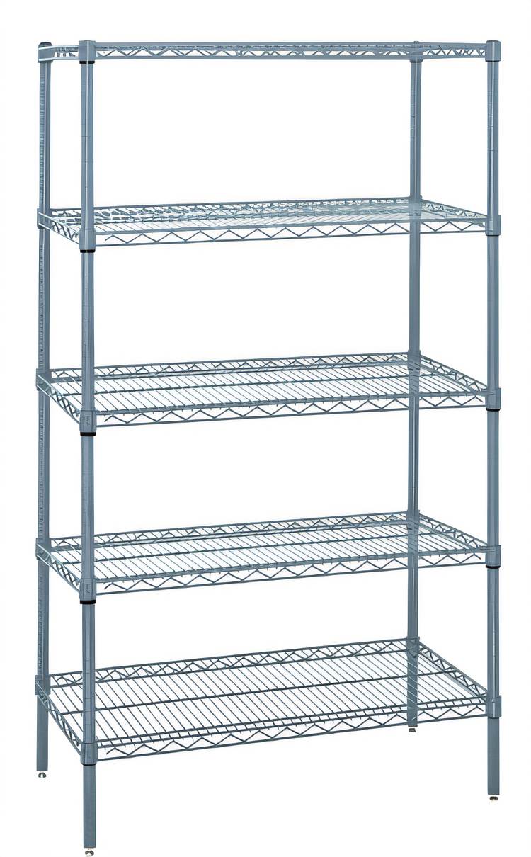 Product image #1 for Quantum 72"W x 30"D x 86"H Wire Shelving Starter Kit with 5 Shelves, Gray Epoxy Antimicrobial Finish