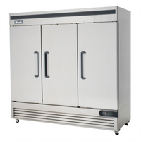 Migali Competitor Series 3-Section Reach-In Refrigerator, Bottom-Mount Self-Contained, Solid Hinged Doors, Stainless Steel, 72 Cu. Ft.