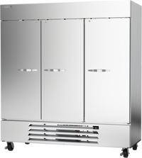 Beverage Air Horizon Series Three-Section Reach-In Refrigerator, 70.19 Cu. Ft., Solid Doors, Bottom-Mounted Self-Contained, Stainless Steel