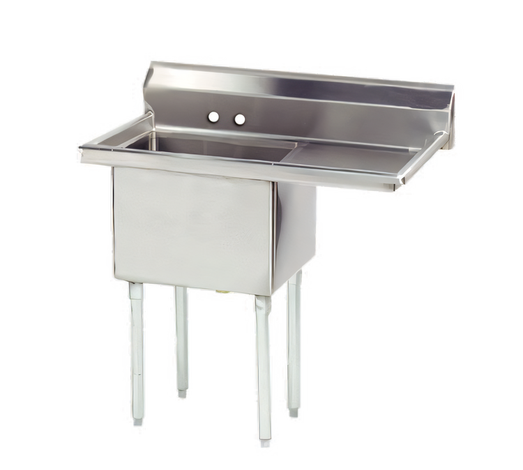 Product image #1 for Advance Tabco Special Value Series 1-Compartment Fabricated Sink with Right Drainboard, 18 x 24 x 14 Inch Bowl, 304 Stainless Steel