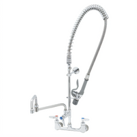 EasyInstall 8-Inch Wall-Mount Pre-Rinse Add-On Faucet with 18-Inch Double-Joint Swing Nozzle and Low-Flow Spray Valve
