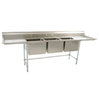 Thumbnail image #1 for Eagle Group S16 Series S16-20-3-24 3-Compartment Stainless Steel Sink, 16-Gauge 304, 20 x 20 x 14-Inch Bowls, Left/Right Drainboards