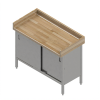 John Boos Enclosed Base Wood Top Work Table with Sliding Doors, Stainless Steel Base, 36 x 24 x 40-1/2 Inches, 4-Inch Coved Riser