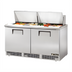 Thumbnail image #1 for True 64 1/8-Inch 2-Section Sandwich/Salad Prep Table with Insulated Hood, 24-Pan Top, and Rear-Mounted Self-Contained Refrigeration