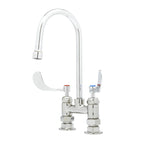 Thumbnail image #1 for T&S Brass B-0328-CR-VF05 Double-Handle Commercial Deck-Mount Mixing Faucet, 4-Inch Centers, 6-Inch Gooseneck, Ceramic Valves, 0.5 GPM
