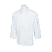 Millennia Unisex Long-Sleeve Chef Jacket — Cloth Knot Buttons, 65/35 Poly Cotton Twill, White, Medium (M60012WHM)