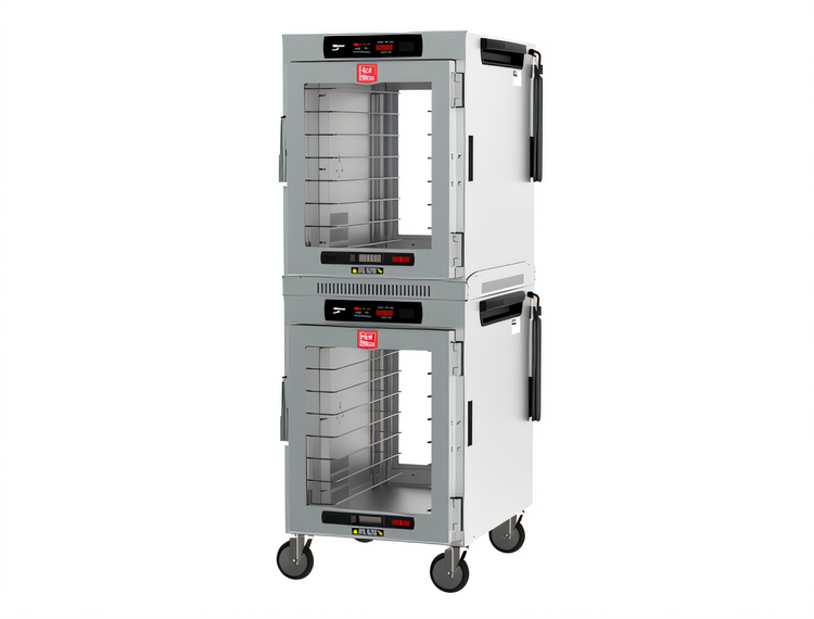 Product image #1 for Metro HotBlox Wide 16-Pan Dual-Cavity Mobile Pass-Thru Insulated Holding Cabinet with Digital Touchscreen and Clear Doors