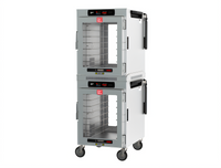 Metro HotBlox Wide 16-Pan Dual-Cavity Mobile Pass-Thru Insulated Holding Cabinet with Digital Touchscreen and Clear Doors