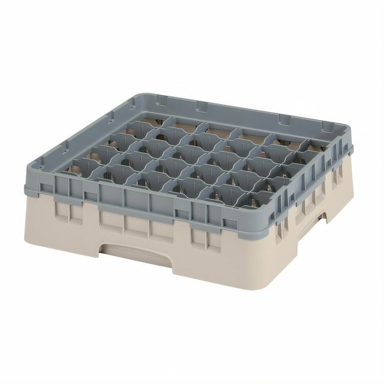 Product image #2 for Cambro Camrack® Full Size 36-Compartment Glass Rack with Soft Gray Extender, Beige