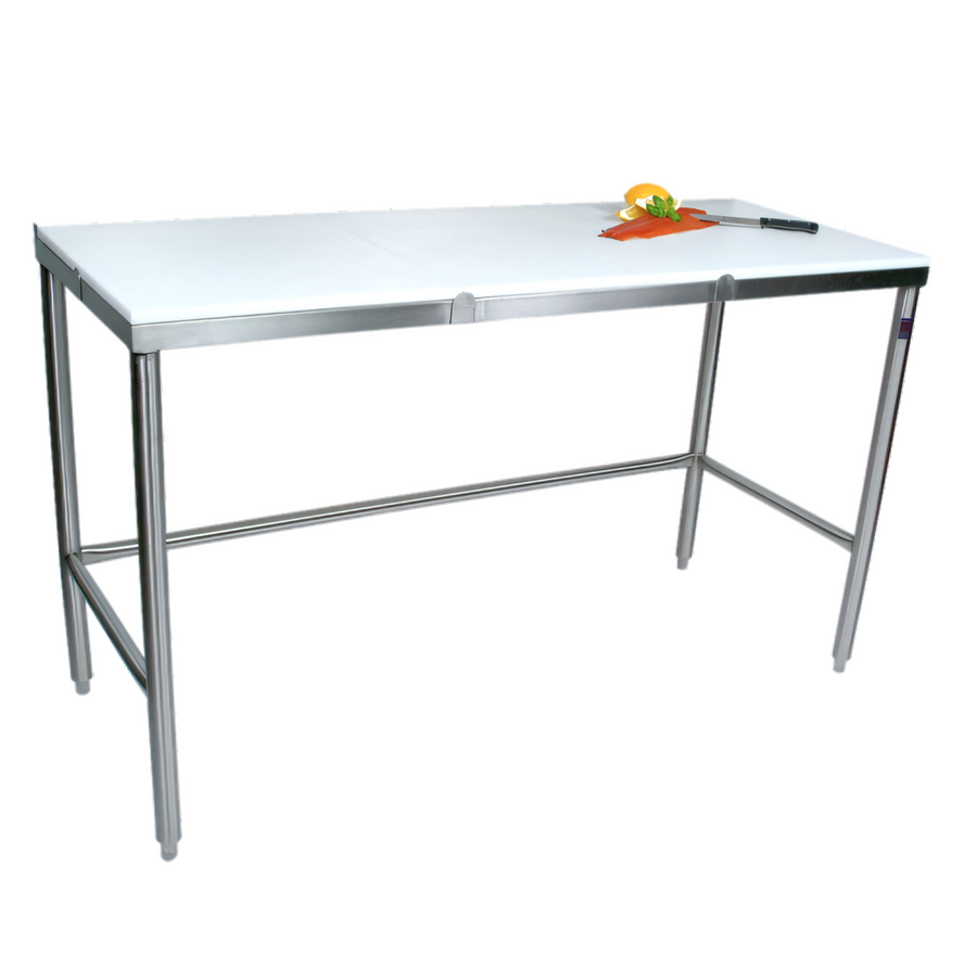 Product image #1 for John Boos 84 Inch x 36 Inch Reversible Poly Flat Top Trimming Table with Stainless Steel Legs and Bullet Feet