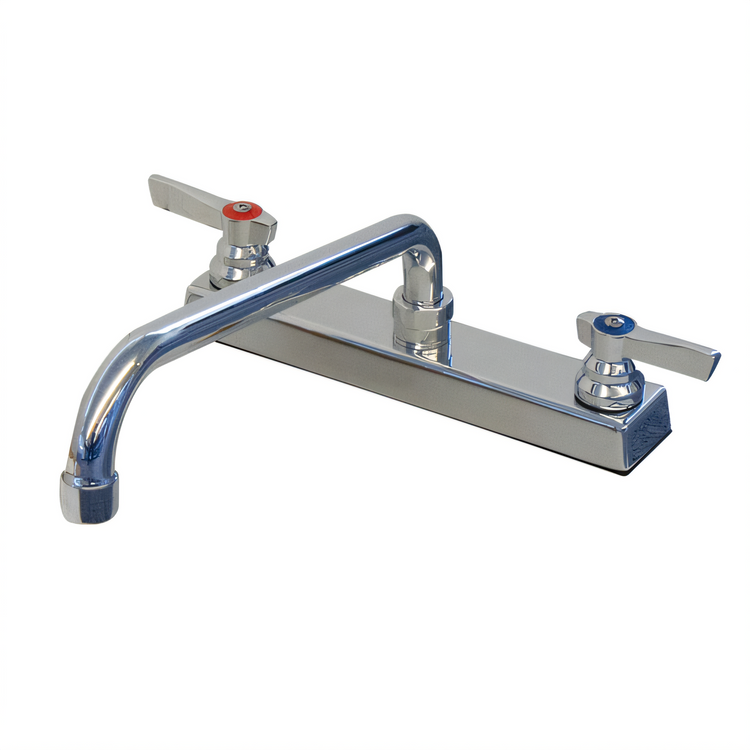 Product image #1 for Advance Tabco K-128 Heavy Duty Deck Mounted Manual Faucet with 12 Inch Swing Spout, 8 Inch O.C., Lead Free