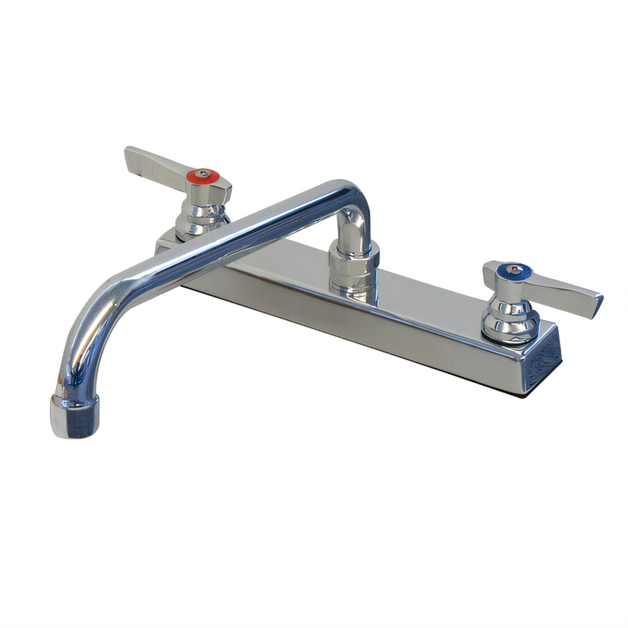 Product image #1 for Advance Tabco K-128 Heavy Duty Deck Mounted Manual Faucet with 12 Inch Swing Spout, 8 Inch O.C., Lead Free