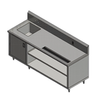 Thumbnail image #1 for John Boos 4CB4R10-3084-L Stainless Steel Beverage Table, Cabinet Base with Open Front, Left Sink and 36-Inch Urn Trough, 84 x 30 x 45-3/4 Inches