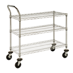Thumbnail image #1 for 1880 Hospitality Focus Foodservice FFC18363C Utility Cart, 3 Wire Shelves, 2 U-Handles, 18"W x 36"D x 37"H