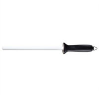 Mercer Culinary 10-Inch Ceramic Honing Steel Sharpener with Black Nylon Handle and Hanging Ring